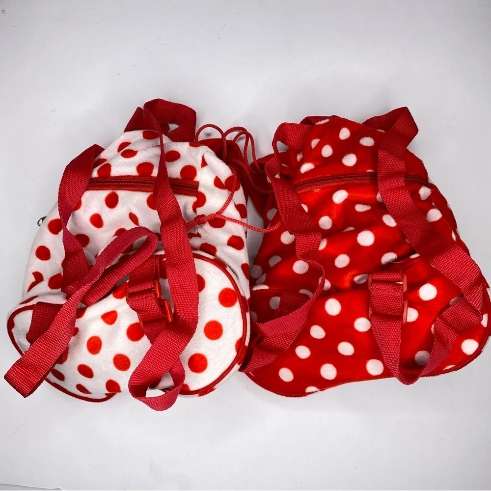 Disney Minnie Mouse Set Of 2 Kids Drawstring Polka Dot Flap Backpacks Cinch Bags